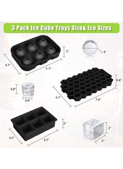 Silicone Ice Cube Trays with Lid(Set Of 3),Sphere Square Honeycomb Whiskey Ice Mold,No Odors Easy-Release Ice Cube Maker for Cocktails and Homemade,Reusable Freezer Ice Cube Trays Bpa-Free - pzsku/Z487F776DD935F1897EBEZ/45/_/1731313046/ff0352f1-6c26-4c20-840f-bc55bb0e3149