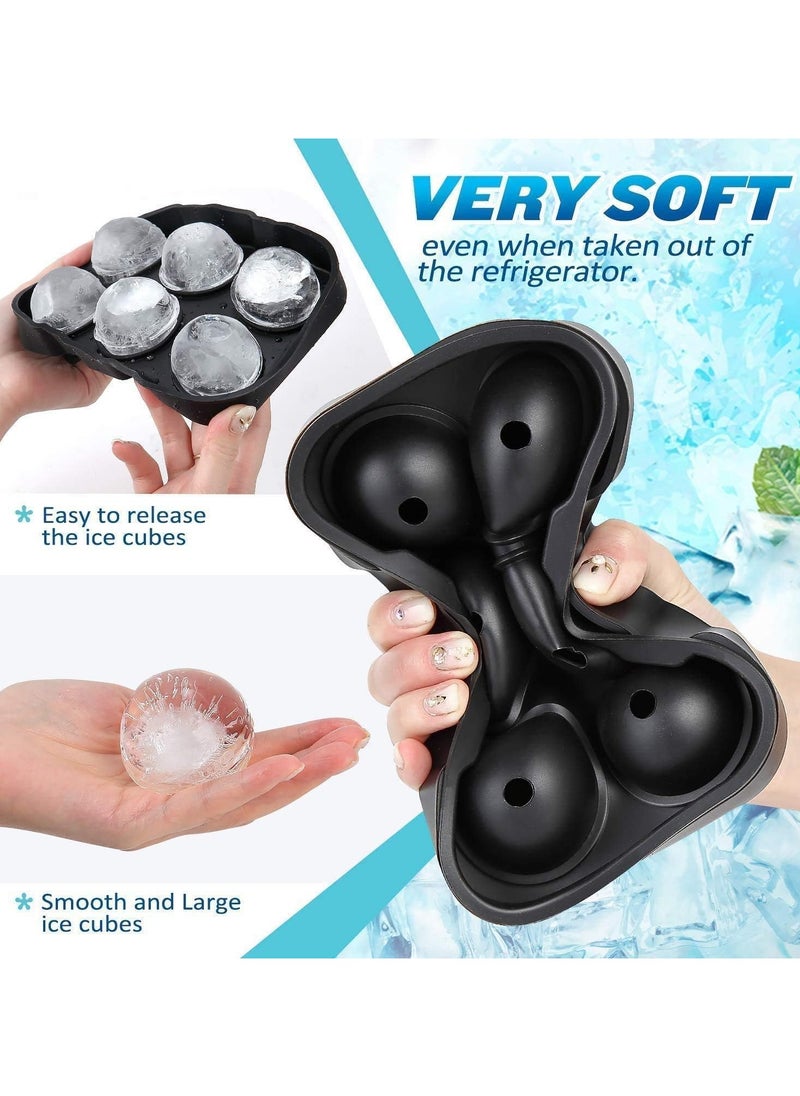 Silicone Ice Cube Trays with Lid(Set Of 3),Sphere Square Honeycomb Whiskey Ice Mold,No Odors Easy-Release Ice Cube Maker for Cocktails and Homemade,Reusable Freezer Ice Cube Trays Bpa-Free