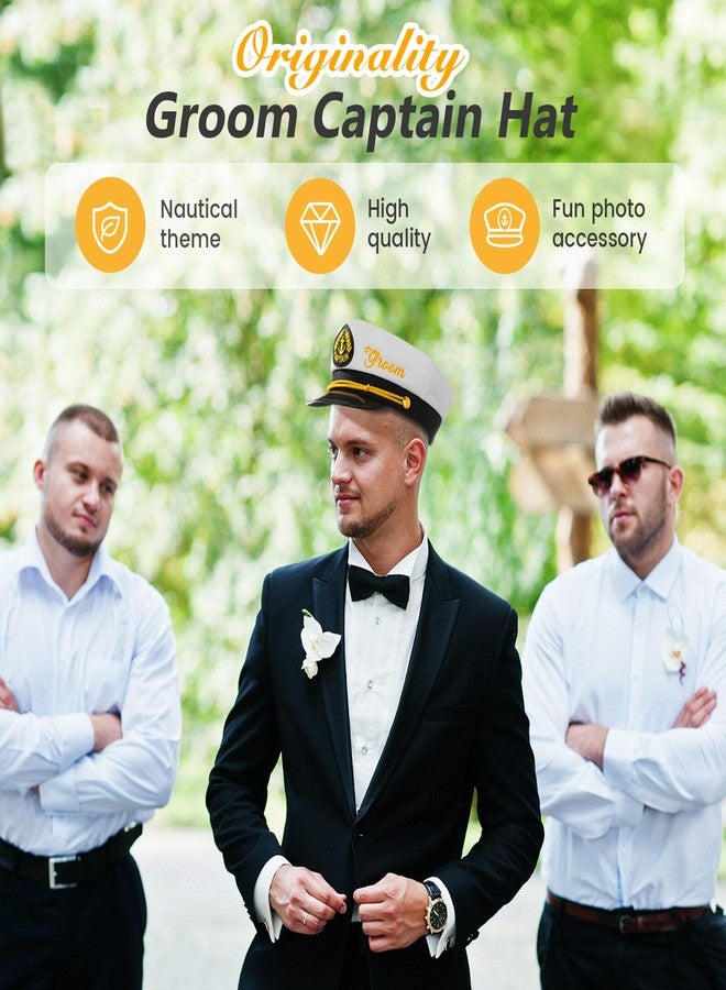 Hercicy Groom Captain Hat Bachelor Party Favors Groom to Be Accessories Boat Captain Hat Gift for Wedding Bridal Shower - Image 3