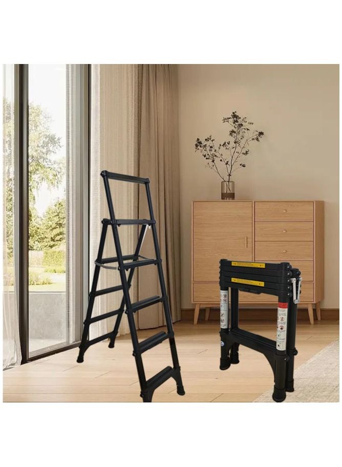 SUNRISE SUNRISE  5 Steps Telescoping Ladder A-Frame Aluminum Telescopic Ladder With 1-Button Retraction Portable Extension Ladder Adjustable Lightweight Folding Ladder For Home151kgs Capacity  - Image 3