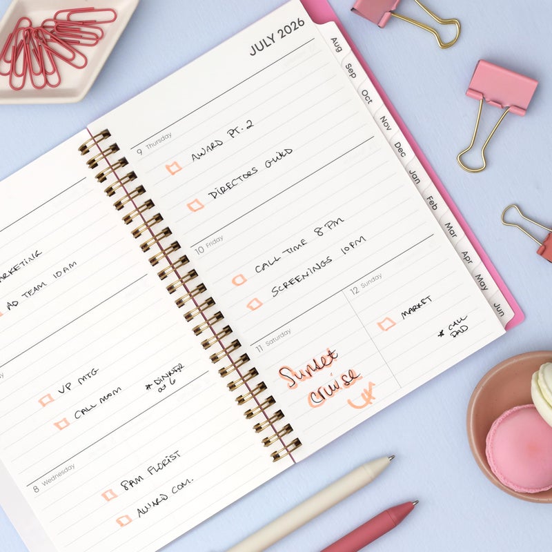Blue Sky 2026-2027 Weekly and Monthly Academic Year Planner Calendar, July 2026 - June 2027, 5" x 8", Flexible Cover, Wirebound, Laminated Tabs, Roosevelt Pink - Image 2