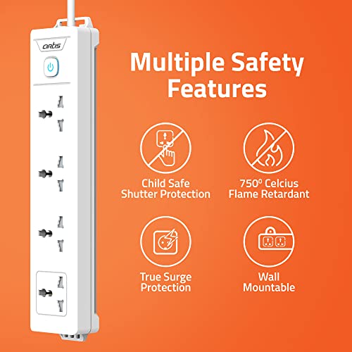 Artis AR-4SS 4 Universal Sockets with Single Switch & Child Safe Shutter Protection - Image 3
