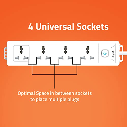 Artis AR-4SS 4 Universal Sockets with Single Switch & Child Safe Shutter Protection - Image 2