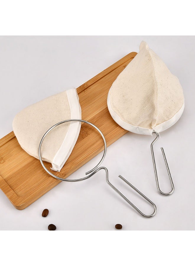 Reusable Coffee Sock Filter with Stainless Steel Handle Cloth Tea Strainer Filter for Home, Office, Manual Drip Coffee Brewing - Image 5