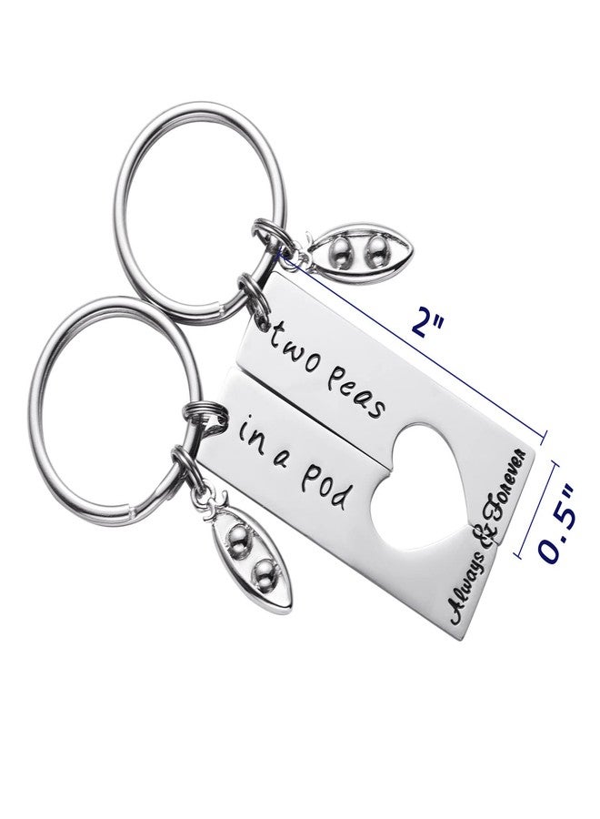 LParkin Two Peas In a Pod Best Friend Funny Keychain Set BFF Friends Jewelry Christmas Graduation Perfect Birthday Twins Sisters - BFF Keychain for 2 - Image 2