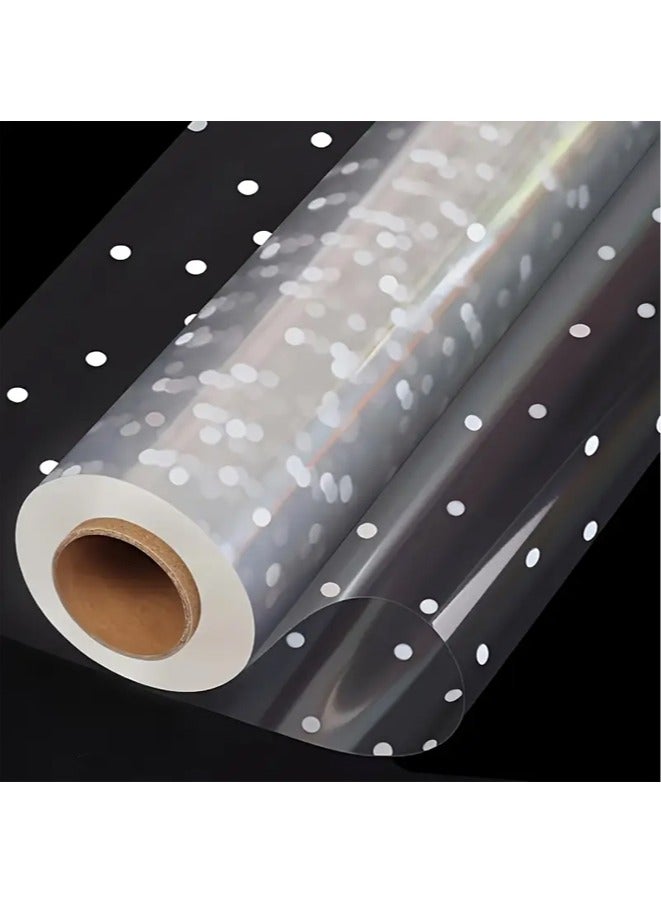 زيمي لفة ورق تغليف هدايا شفافة من OPP بنقاط بولكا - شفافة للغاية ومقاومة للماء والغبار لتغليف هدايا باقة الحلوى، ورق تغليف هدايا يدوي الصنع 40 سم × 30 م - Image 1