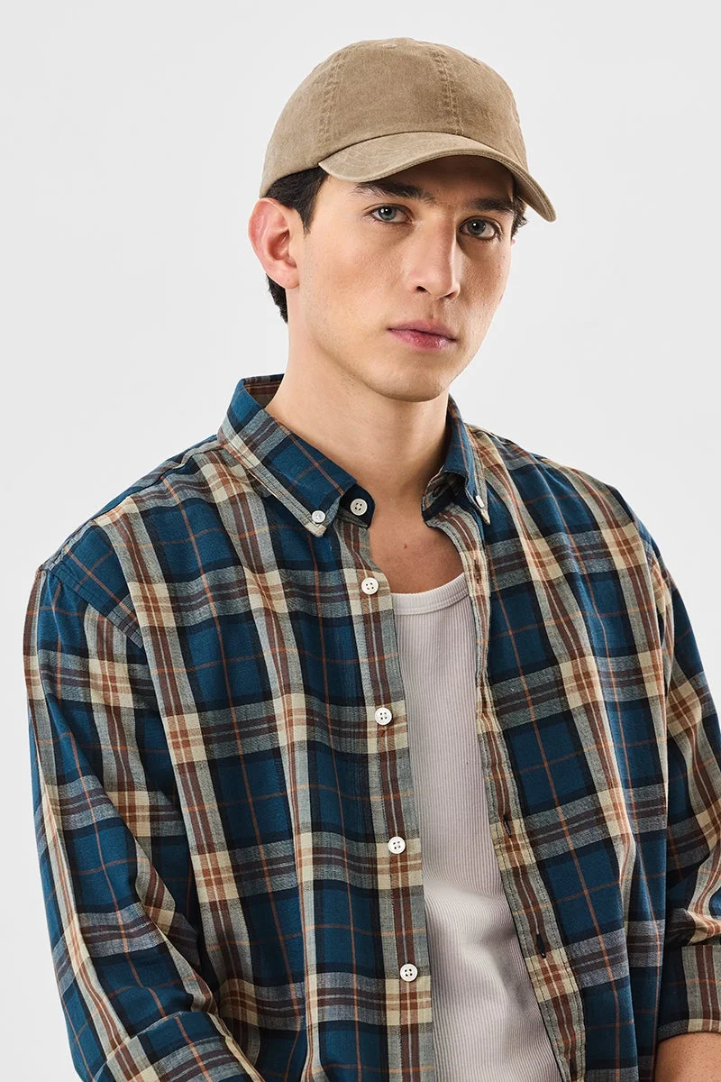 سنيتش Blue Checkered Long Sleeve Regular Fit Shirt