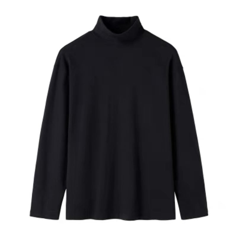 Fleece Base Shirt High Collar Base Shirt Men'S Long T-Shirt Simple All-Match Korean Style Solid Color Inner Half High Collar - Image 4