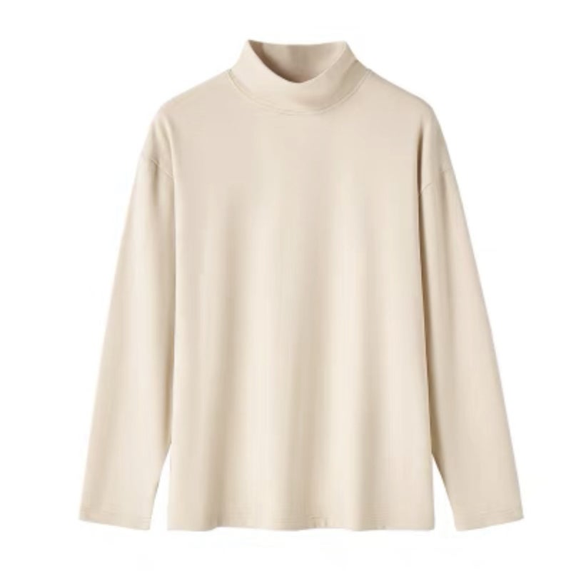 Fleece Base Shirt High Collar Base Shirt Men'S Long T-Shirt Simple All-Match Korean Style Solid Color Inner Half High Collar - Image 5