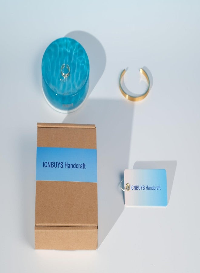 ICNBUYS صينية مجوهرات مزخرفة مصنوعة يدويًا من ICNBUYS، حامل مجوهرات فني من الراتنج بتصميم أمواج المحيط مع رمال الشاطئ في الداخل، طبق مجوهرات حورية البحر مصنوع يدويًا - طبق مجوهرات لطيف للنساء، هدية للأم - Image 4