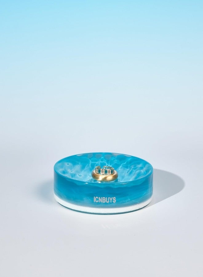 ICNBUYS صينية مجوهرات مزخرفة مصنوعة يدويًا من ICNBUYS، حامل مجوهرات فني من الراتنج بتصميم أمواج المحيط مع رمال الشاطئ في الداخل، طبق مجوهرات حورية البحر مصنوع يدويًا - طبق مجوهرات لطيف للنساء، هدية للأم - Image 1