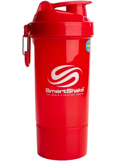 O2Go One Plastic Protein Shaker Bottle 800 Ml | 27 Oz - Leakproof Screw-On Lid - Bpa Free - Unisex - Red
