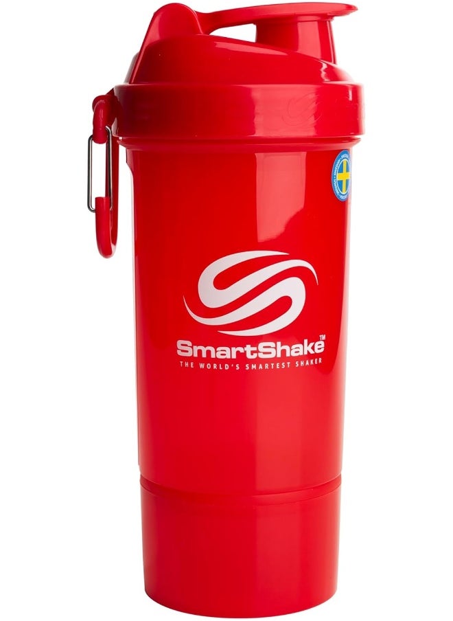 SmartShake - O2Go One Plastic Protein Shaker Bottle 800 Ml | 27 Oz - Leakproof Screw-On Lid - Bpa Free - Unisex - Red - Image 1