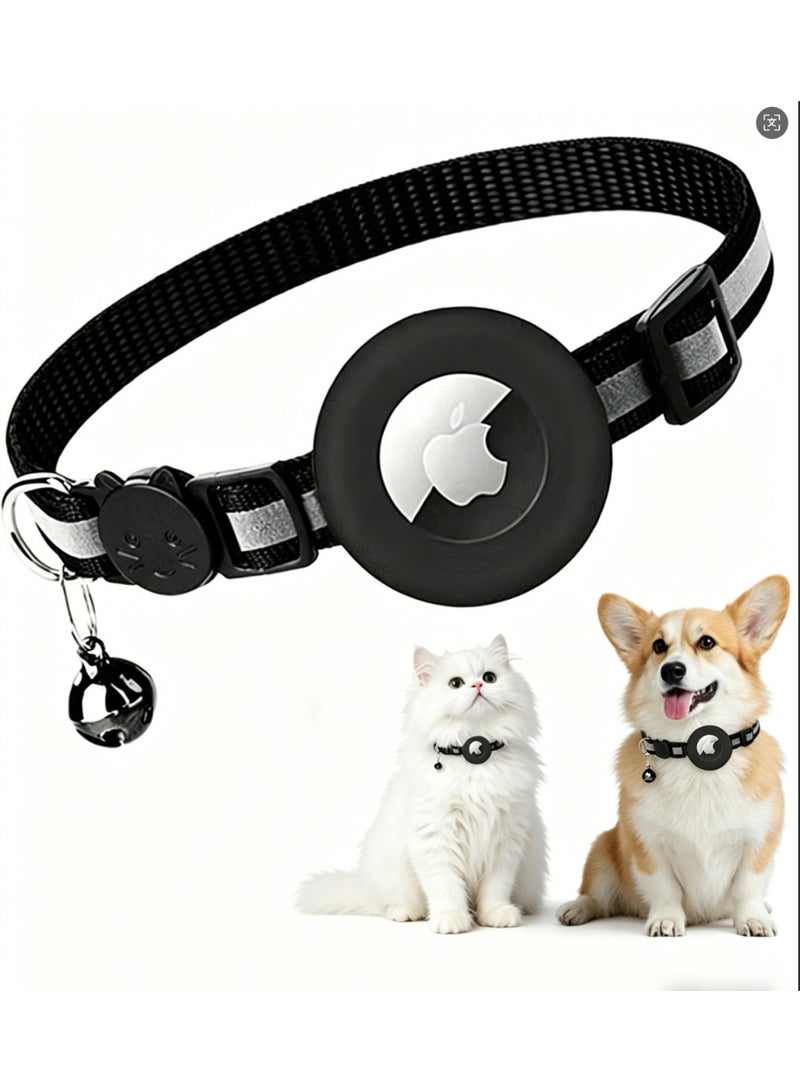 keloray Reflective Kitten Collar with Apple Air Tag Holder and Bell, 0.4 Inches in Width and Lightweight (Black) - Image 1