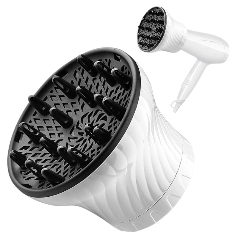 May Create MAYCREATE® Curly Hair Diffuser for Hair Dryer, Heat-Resistant, Adaptable Clip-On Blow Dryer Diffuser, Universal Styling Diffuser Attachment Volumizing Diffuser for Curly Hair, Boosting Volume, White - Image 1