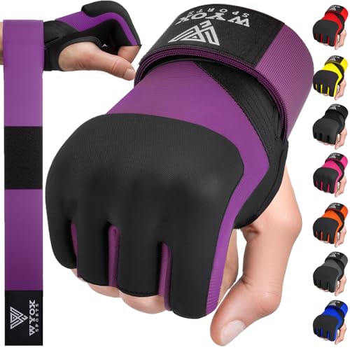 WYOX Gel Boxing Hand Wraps Inner Gloves for Men & Women, 80cm Quick Wrist Straps, Padded Knuckle Protection for Muay Thai Kickboxing, Hand Wraps for Boxing & Martial Arts (Purple, L/XL) - Image 1