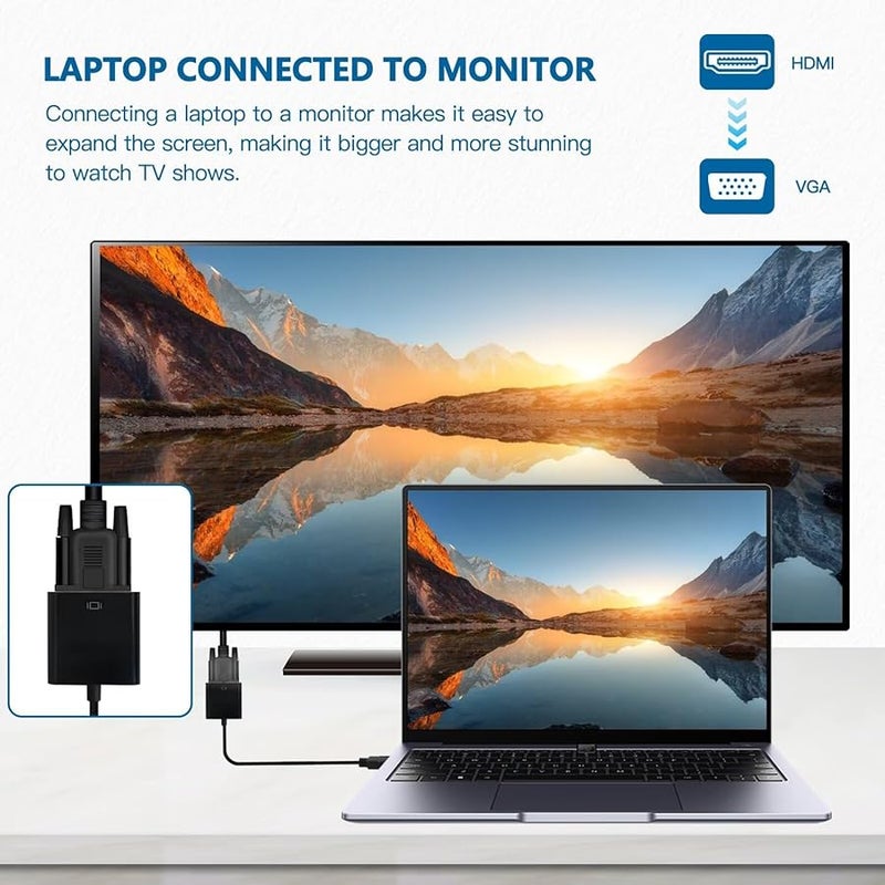 محول HDMI إلى VGA مطلي بالذهب 1080p 60Hz للكمبيوتر المحمول وإكس بوكس ون - Image 4