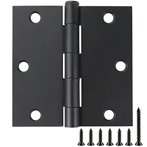JIW 18 Pack Matte Black Door Hinges 3.5 x 3.5 Inch, Interior Door Hinges, Heavy-Duty Black Hinges with Square Corners for Doors Standard Bedroom Office Door Hardware Removable Pin,RV,Garage,Shed,Treehouse - Image 1