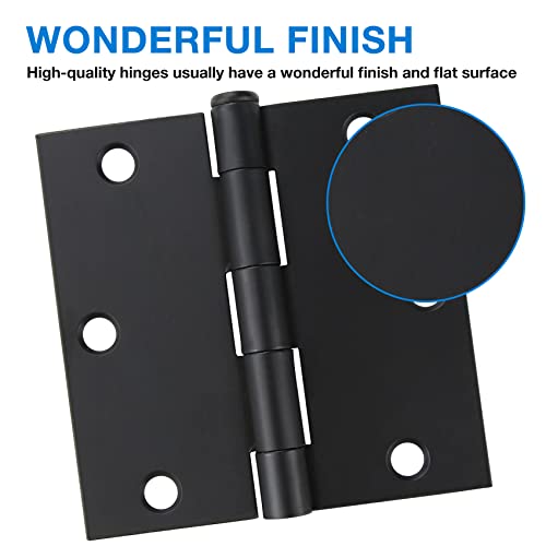 JIW 18 Pack Matte Black Door Hinges 3.5 x 3.5 Inch, Interior Door Hinges, Heavy-Duty Black Hinges with Square Corners for Doors Standard Bedroom Office Door Hardware Removable Pin,RV,Garage,Shed,Treehouse - Image 3