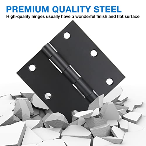 JIW 18 Pack Matte Black Door Hinges 3.5 x 3.5 Inch, Interior Door Hinges, Heavy-Duty Black Hinges with Square Corners for Doors Standard Bedroom Office Door Hardware Removable Pin,RV,Garage,Shed,Treehouse - Image 5