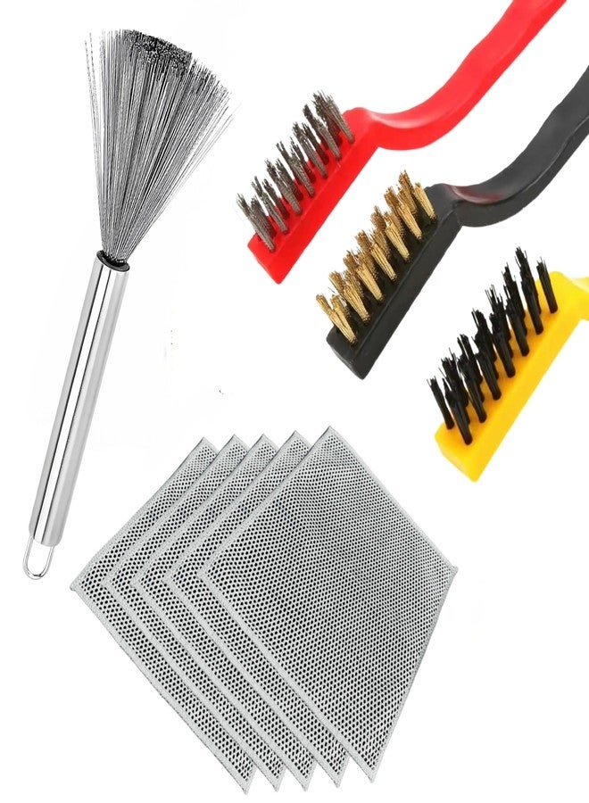 HEMSHAIL Multipurpose Wire Dishcloth for Wet and Dry Cleaning - Includes 9-Piece Tool Set with Mini Wire Brushes and Stainless Steel Scrubber for Home, Kitchen, and Car Detailing - Image 1
