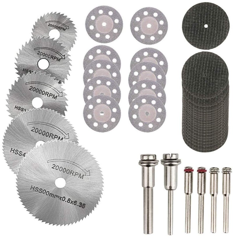 DIY Crafts Pack of 60 Pcs Kit MultiCombo Kit Rotary Wheels Tool Kit Diamond Cutting Wheel HSS Circular Saw Blades and Resin Metal Cutting Wheels Tools CuttiPack of 60 Pcs Kit MultiCombo Kit - Image 1