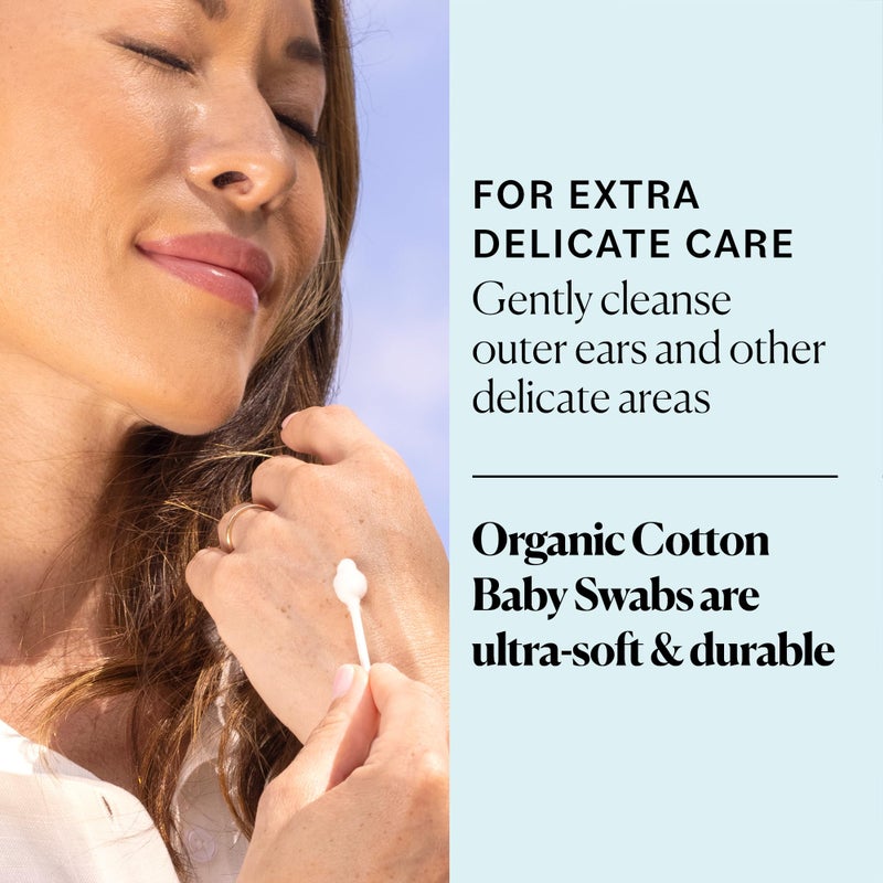 Sky Organics مسحات قطنية عضوية للأطفال من سكاي أورغانيكس، 100% قطن عضوي نقي، قطن عضوي معتمد من GOTS، 60 قطعة - Image 3