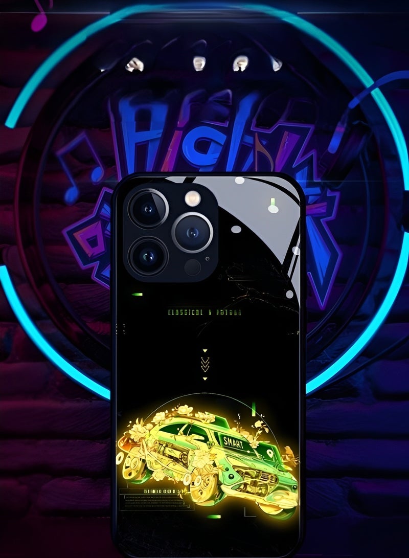 REOCLE iPhone 13 14 Case Colorful Luminous Tempered Glass Mobile Phone Protective Case with Voice Control Call Flash Personalized Phone Case for Cool Women and Trendy Men - Image 2