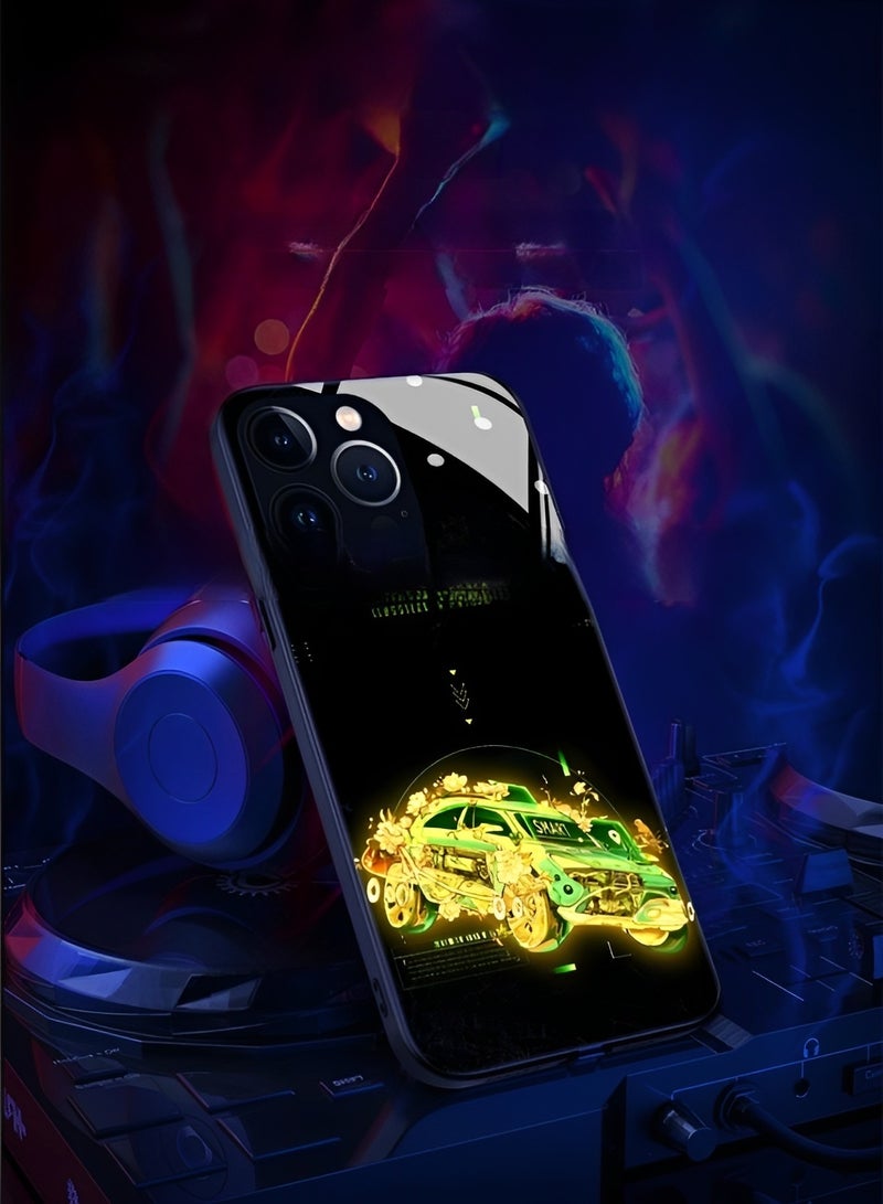REOCLE iPhone 13 14 Case Colorful Luminous Tempered Glass Mobile Phone Protective Case with Voice Control Call Flash Personalized Phone Case for Cool Women and Trendy Men - Image 3
