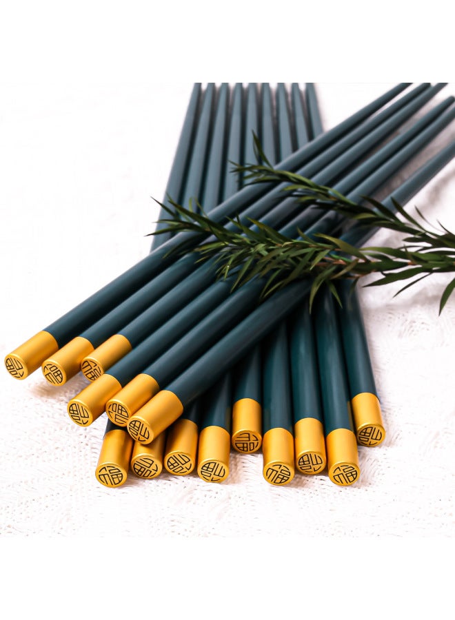 Chicken Wing Wooden Chopsticks Dome Fu Character Paint-free Wax-free Non-slip Non-mildew Community Group Purchase Supply Gift Chopsticks-Color:25CM Alloy Chopsticks Round Top Blessing ]  - Image 5