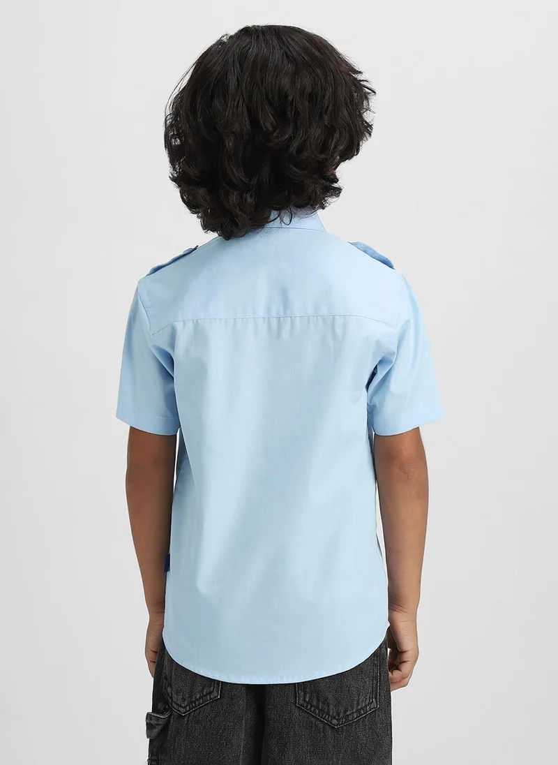 Nautinati Light Blue Nautinati Light Blue Cotton Shirt with 2 Front Pockets for Boys for Men | Best Price UAE