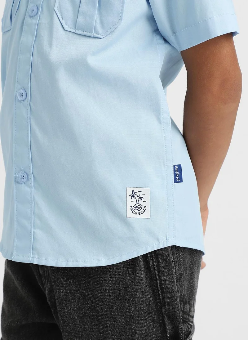 Nautinati Light Blue Nautinati Light Blue Cotton Shirt with 2 Front Pockets for Boys for Men | Best Price UAE