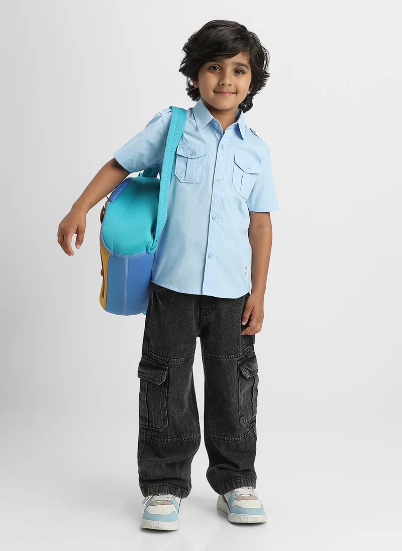 Nautinati Light Blue Nautinati Light Blue Cotton Shirt with 2 Front Pockets for Boys for Men | Best Price UAE