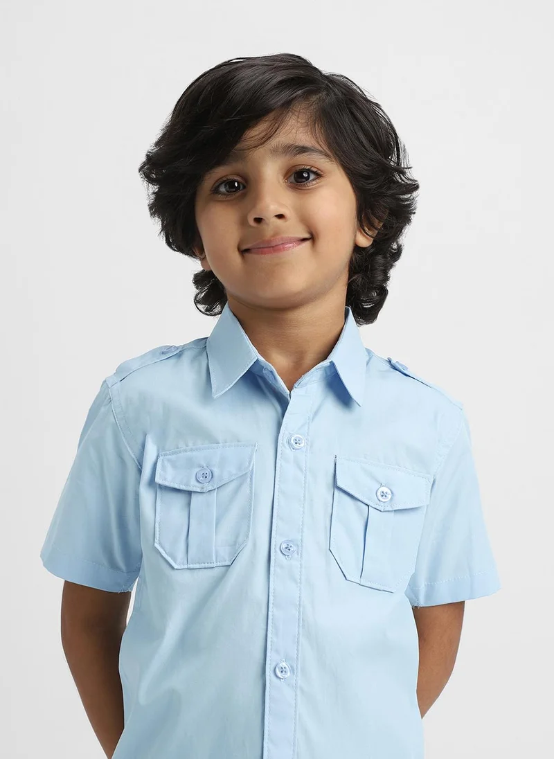 Nautinati Light Blue Nautinati Light Blue Cotton Shirt with 2 Front Pockets for Boys for Men | Best Price UAE