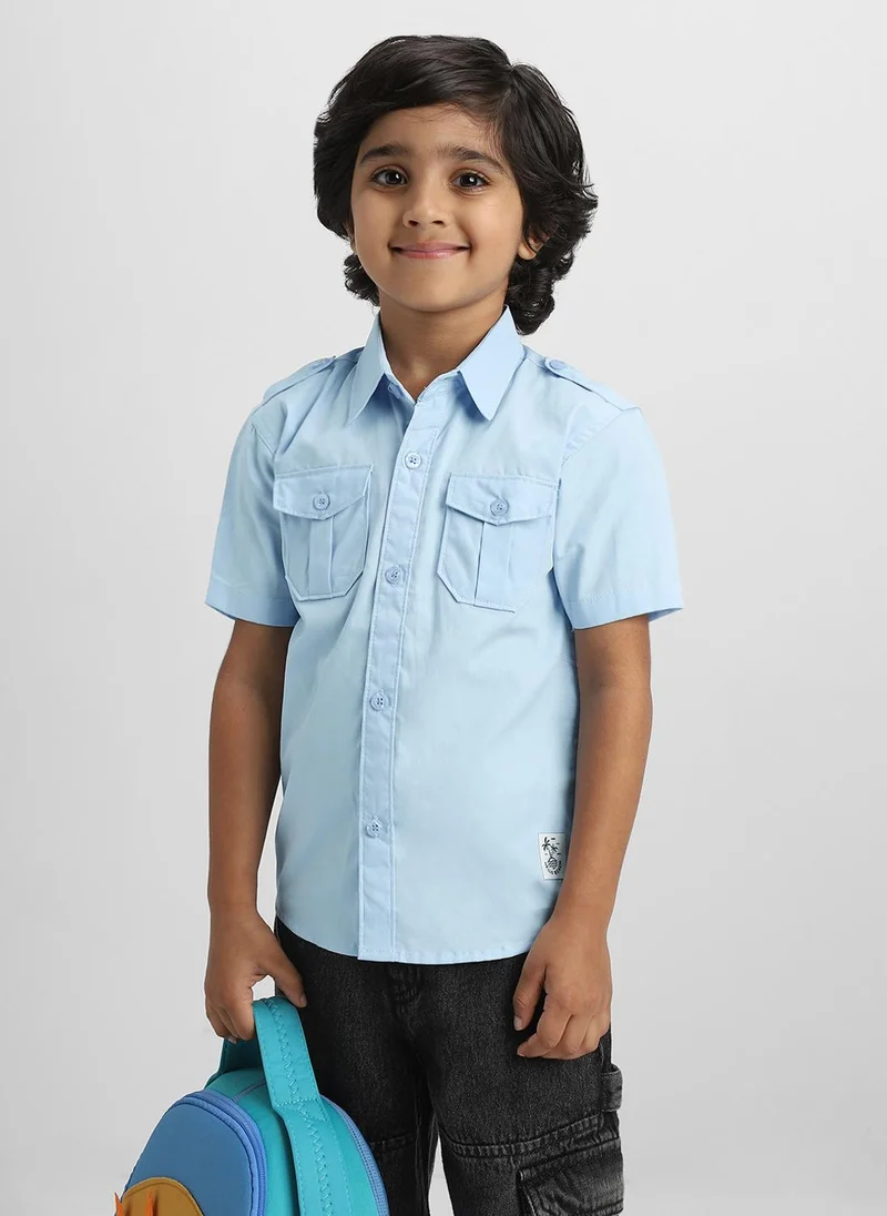 Nautinati Light Blue Nautinati Light Blue Cotton Shirt with 2 Front Pockets for Boys for Men | Best Price UAE