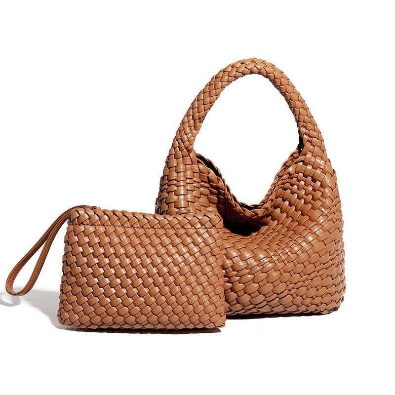 High-End Hand-Woven Bucket Bag – Large Capacity Tote for Daily Use - Image 1