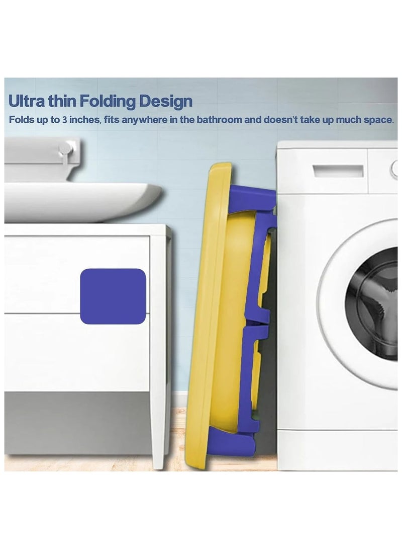 فول جوي حوض استحمام قابل للطي للأطفال مع قاعدة مضادة للانزلاق، وسدادة مياه تستشعر درجة الحرارة، وحوض استحمام قابل للتثبيت على الحائط للأطفال الصغار من عمر 0 ​​إلى سنتين، ,80*49*20 سم - Image 2