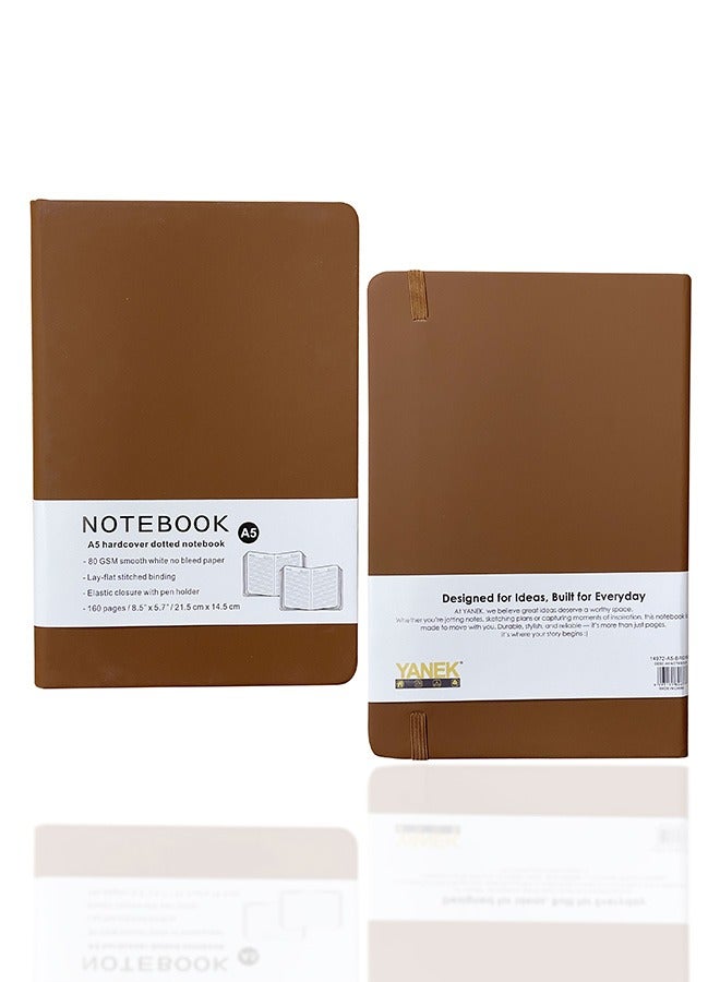 YANEK دفتر يانيك A5 مخطط - غلاف صلب، 80 ورقة/160 صفحة، لوح كتابة للملاحظات، المجلات، الرسومات، المدرسة، المكتب، والاستخدام الشخصي - متين، محمول، عبوة من 1 - Image 1