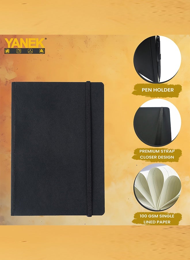 YANEK دفتر يانيك A5 مخطط - غلاف صلب، 80 ورقة/160 صفحة، لوح كتابة للملاحظات، المجلات، الرسومات، المدرسة، المكتب، والاستخدام الشخصي - متين، محمول، عبوة من 1 - Image 2