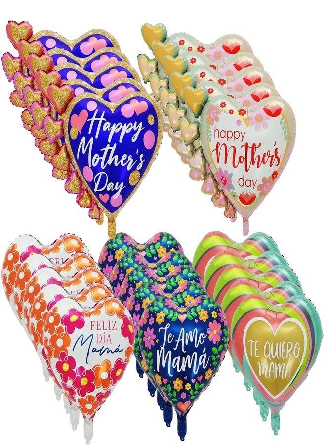 HIPIHOM 20 Pcs Mothers Day Balloons, Mother's Day Decorations, Happy Mothers Day Balloons for Happy Mother's Day Party Decoration Supplies (Heart) - Image 1