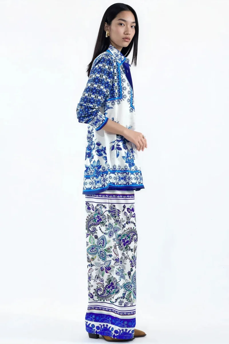 Jennyfer Floral Shirt And Wide-Leg Trousers Set