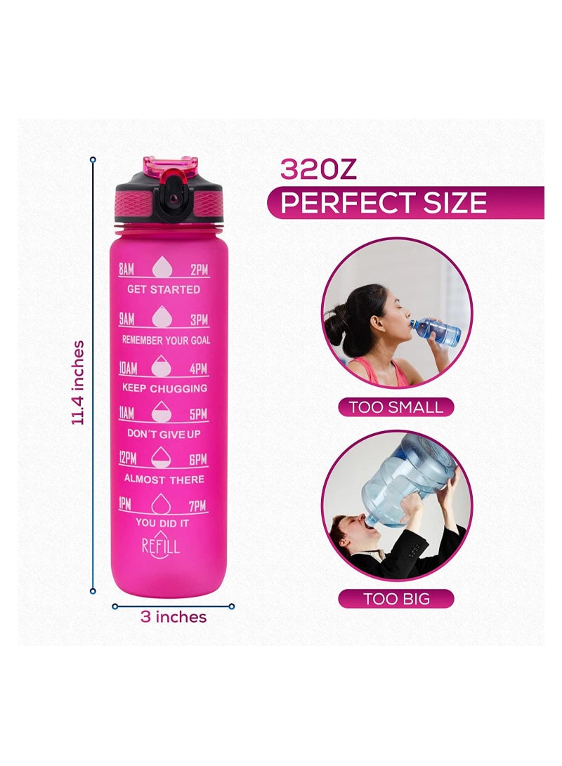 YONK Leakproof BPA Free Drinking Water Bottle with Time Marker & Straw to Ensure You Drink Enough Water Throughout The Day for Fitness and Outdoor Enthusiasts Pink - Image 5