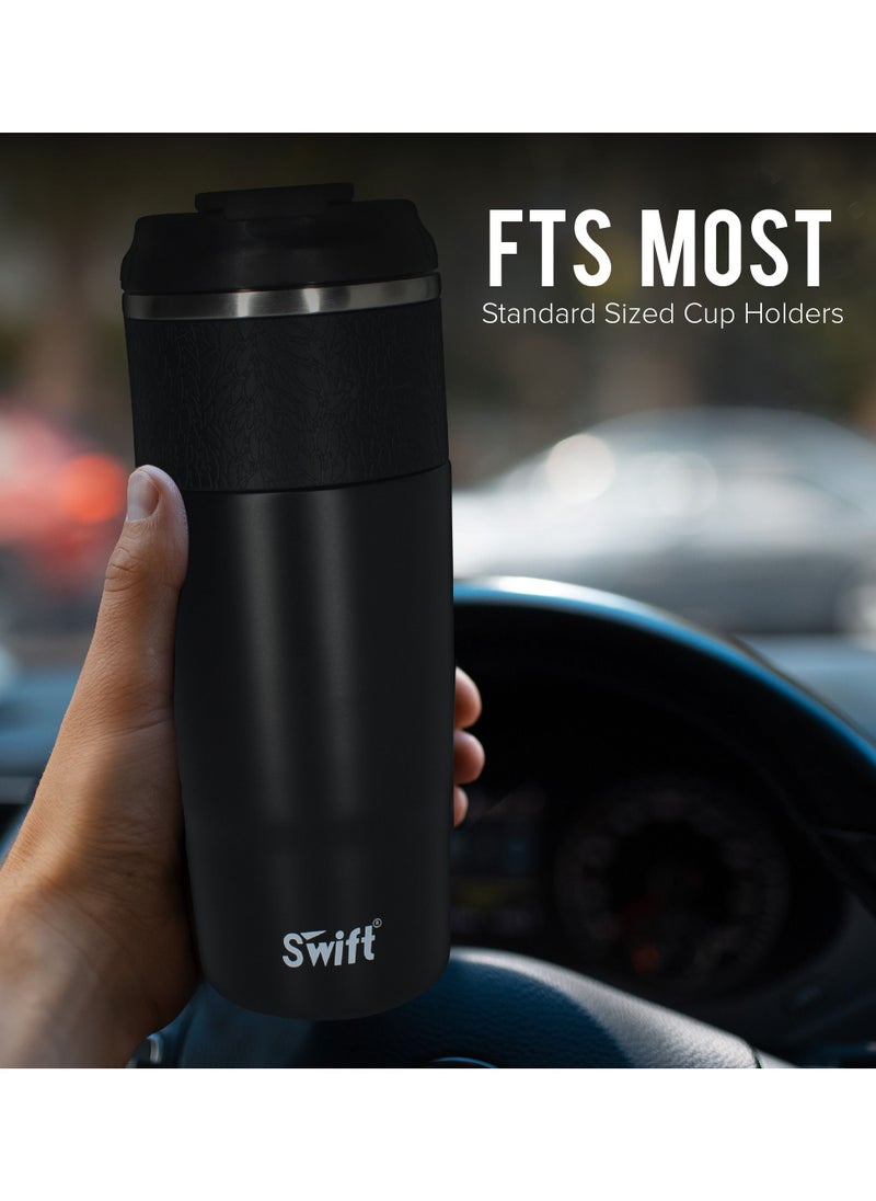 Swift Reusable Stainless Steel Coffee Tumbler, Leakproof Vacuum Insulated Double Wall Cup BPA Free, Eco-Friendly Travel Office Mug for Hot Tea and Cold Drinks, 450ml  Black  - Image 5
