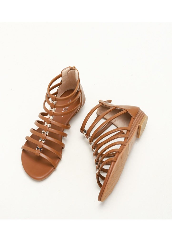 SIKETU Women's Summer New Seaside Vacation Retro Flat Bottom Zipper Roman Sandals  - Image 1