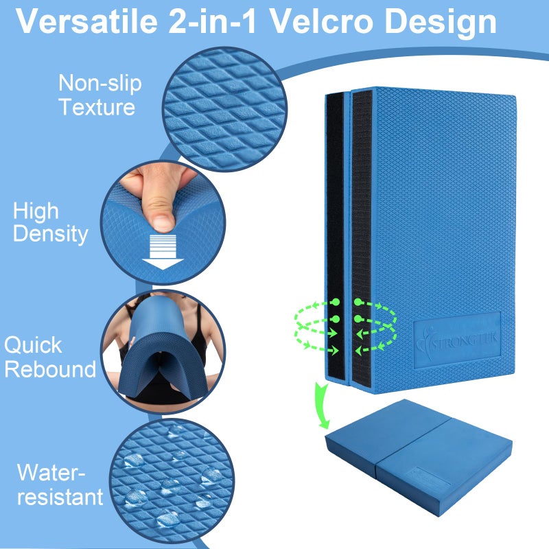 StrongTek 2-in-1 Non-Slip Balance Pad - High-Density Foam Cushion, Supportive Exercise Mat & Knee Pad for Core Training, Yoga, Pilates, Physical Therapy, Stability Training, Stretching, and Rehab - Image 3