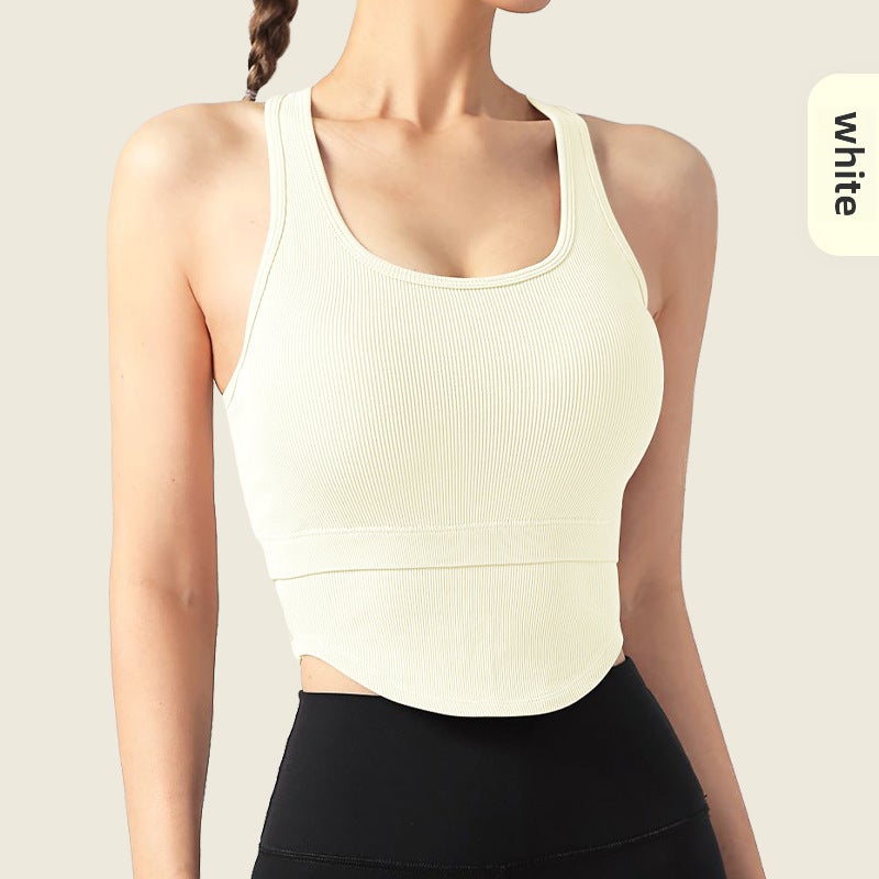 Generic Breathable Yoga Tank Top with Built-in Bra White 