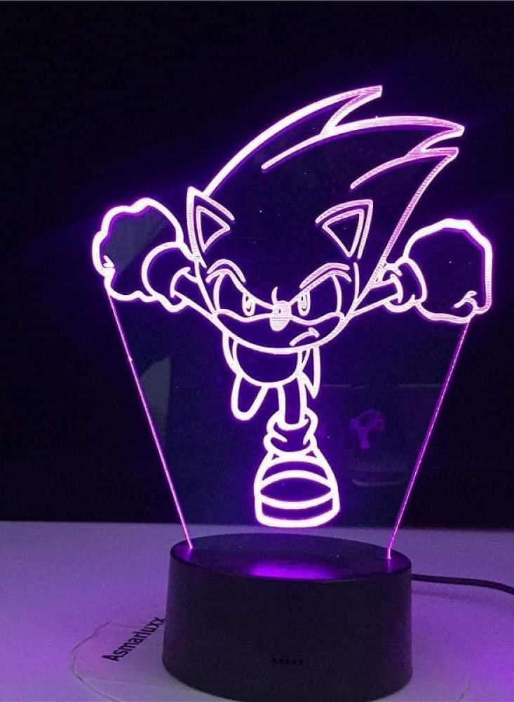 الثقة كي 3D الوهم مصباح LED ليلة الخفيفة للأطفال غرفة نوم الديكور تغيير لون مصباح مكتبي USB التحكم عن بعد القنفذ هدية سونيك - Image 4