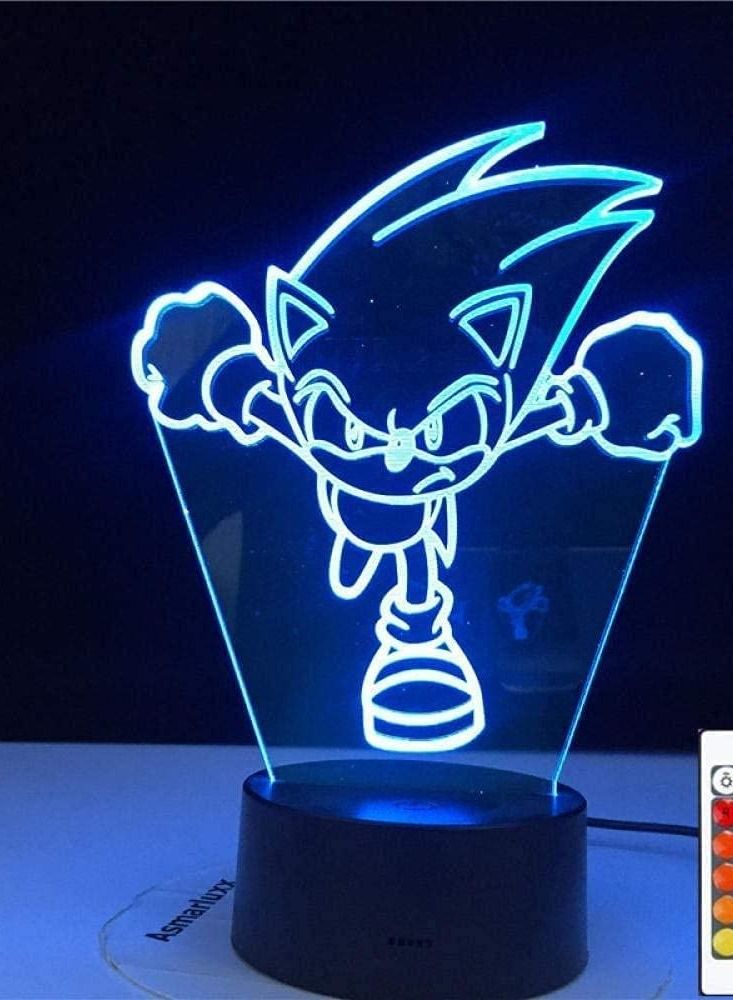 الثقة كي 3D الوهم مصباح LED ليلة الخفيفة للأطفال غرفة نوم الديكور تغيير لون مصباح مكتبي USB التحكم عن بعد القنفذ هدية سونيك - Image 1