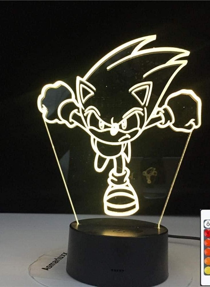 الثقة كي 3D الوهم مصباح LED ليلة الخفيفة للأطفال غرفة نوم الديكور تغيير لون مصباح مكتبي USB التحكم عن بعد القنفذ هدية سونيك - Image 2
