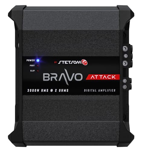 Stetsom Bravo Attack 3000 2 Ohms Mono Car Amplifier 30001 3K Watts RMS 2 Stable Car Audio Full Range HD Sound Quality 3000x1 Crossover  Bass Boost Car Stereo Speaker MD Smart Coolers - Image 1